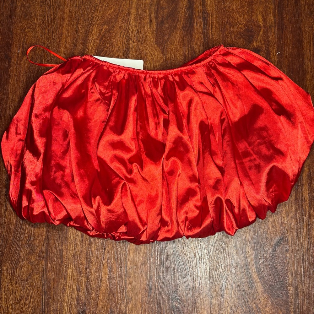 Red Satin Mini Skirt